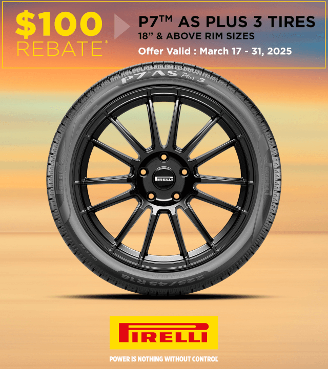 Get $100 back on qualifying sets of 4 Pirelli P7(tm) AS PLUS 3 tires