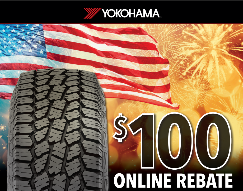 Get $100 when you purchase a set of 4 qualifying Yokohama tires