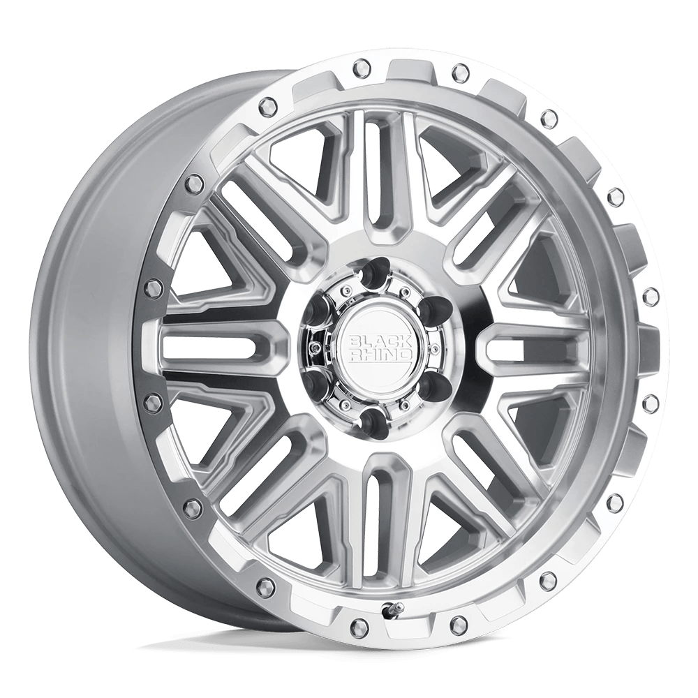Black Rhino ALAMO 17X9 +12 Silver w/ Mirror Face & Stainless Bolts